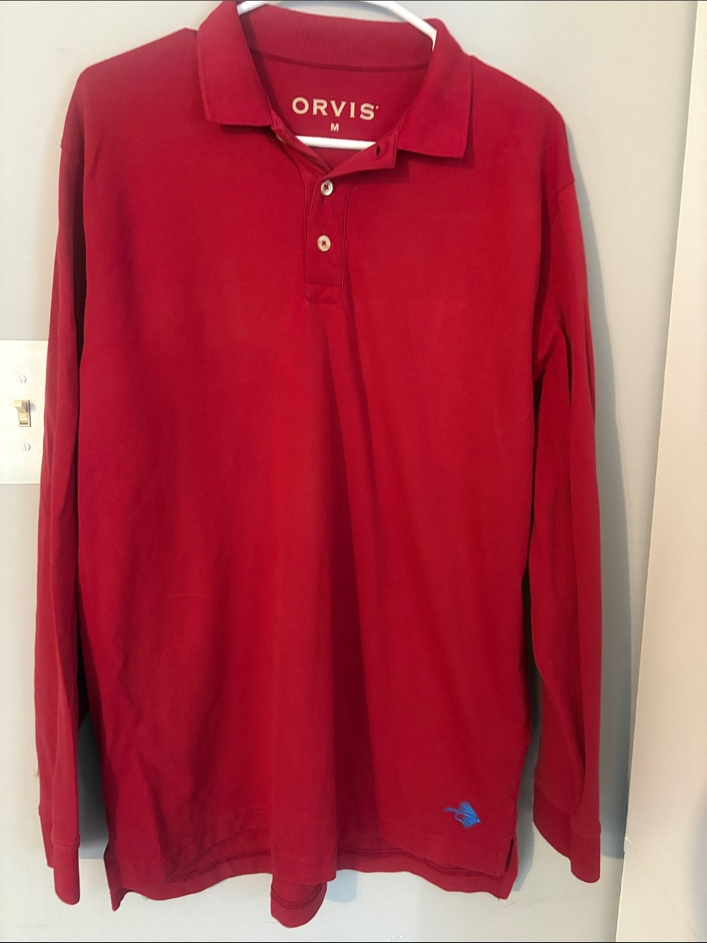 Orvis Men’s Red Long-Sleeve Polo Shirt size Medium